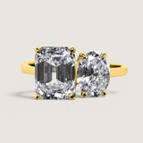 Toi et Moi 1.5 CT Oval & 2.5CT Emerald Cut Ring (4 TCW)
