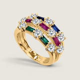 Three Row Baguette and Round Eternity Band