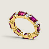 Alternating Emerald-cut Ruby and Round Eternity Band(3.15 TCW)