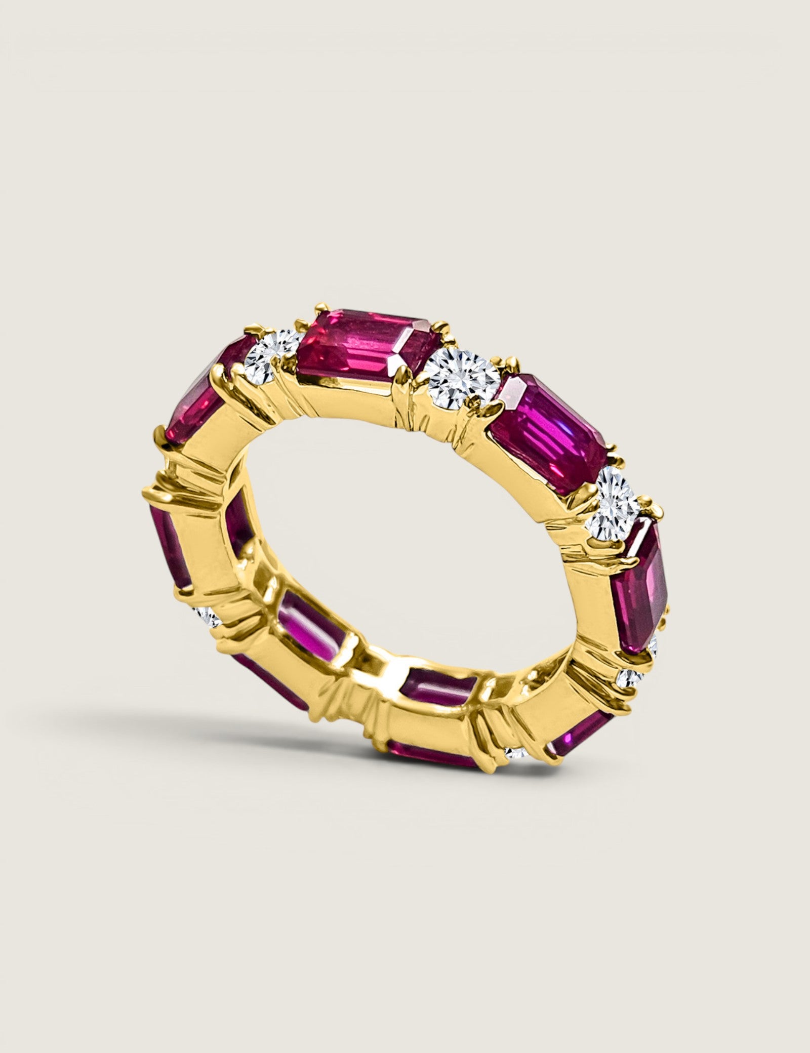 Alternating Emerald-cut Ruby and Round Eternity Band(3.15 TCW)