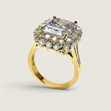7CT(12x10) Emerald Cut Double Halo Ring