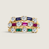 Three Row Baguette and Round Eternity Band