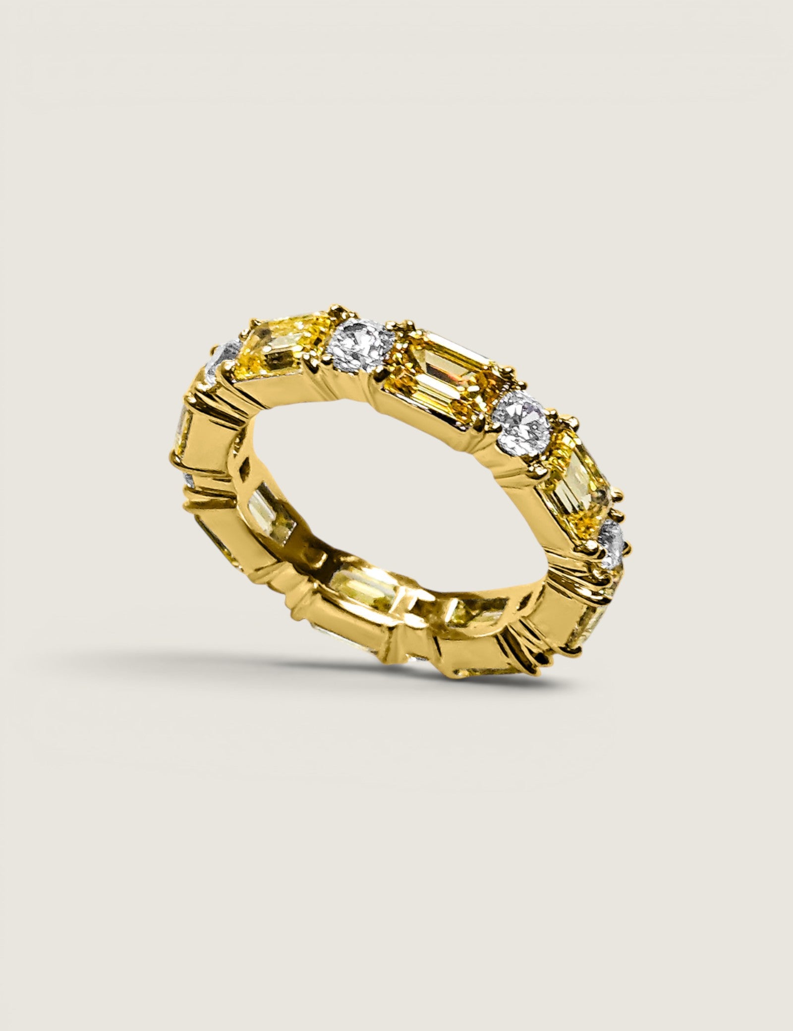 Alternating Canary Emerald-cut and Round Eternity Band(3.15 TCW)
