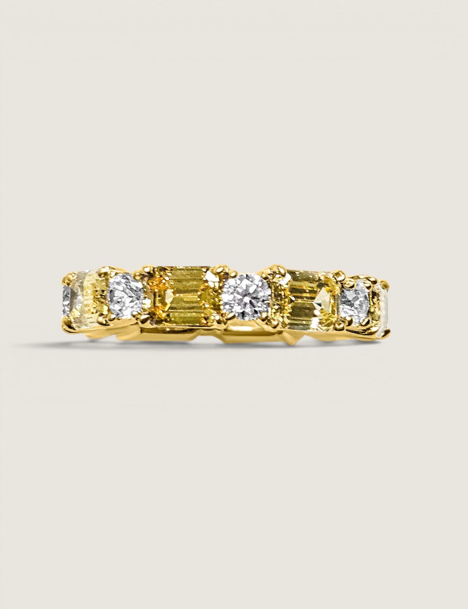 Alternating Canary Emerald-cut and Round Eternity Band(3.15 TCW)