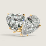 6ct(10mm x 16mm) Pear & 6ct(12mm) Heart Toi et Moi Ring
