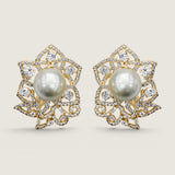 10MM PEARL CENTER IN DELICATE FLOWER - EF977P/PRL/CZ
