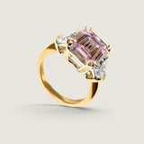 Pink Emerald Cut Center with Clear Shield Side Stones (6.5 TCW)