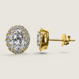 Pave Oval Studs with Vermeil (2.5 TCW)
