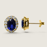 Pavé Sapphire Oval Stud Earrings | Modern Diamond