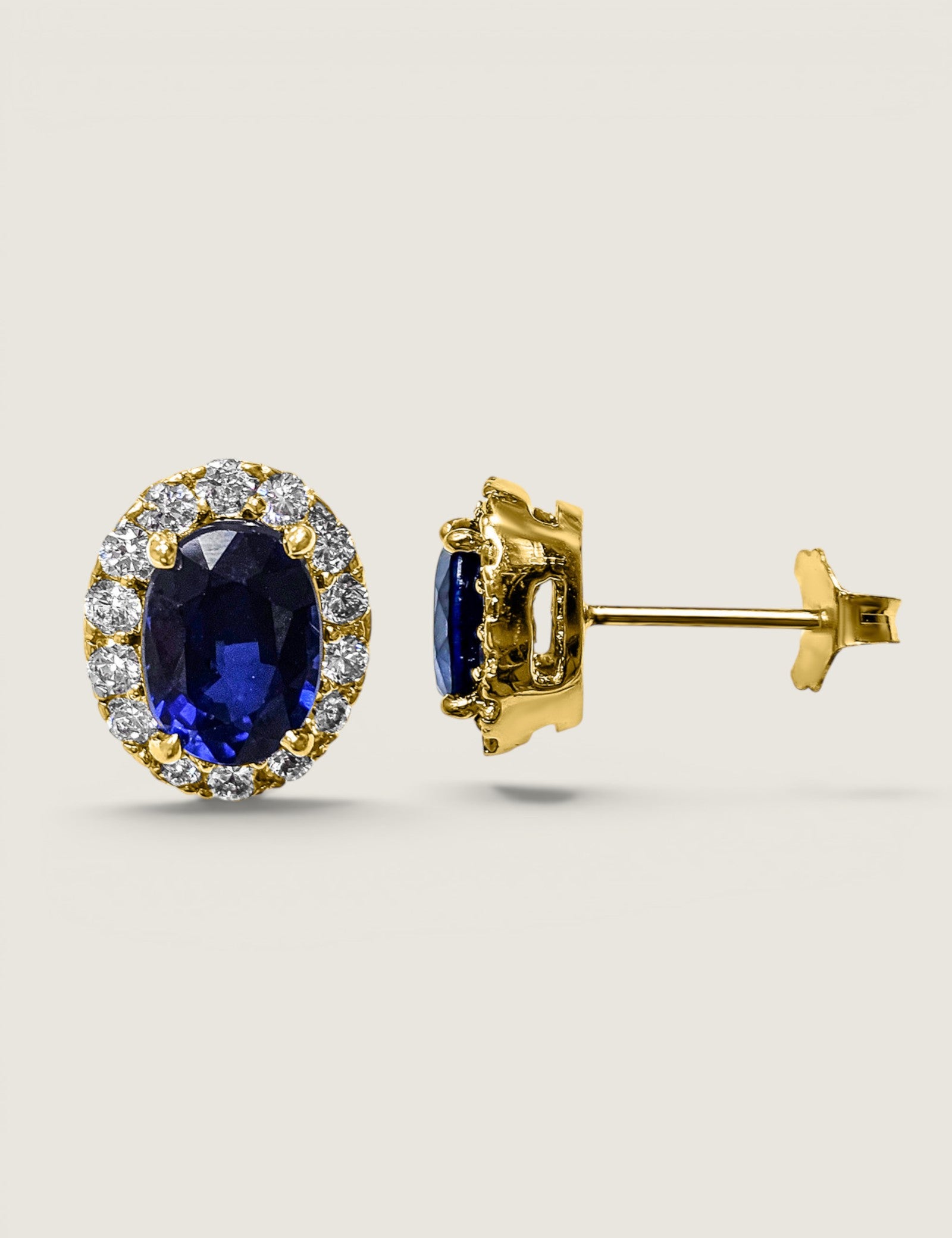 Pavé Sapphire Oval Stud Earrings | Modern Diamond
