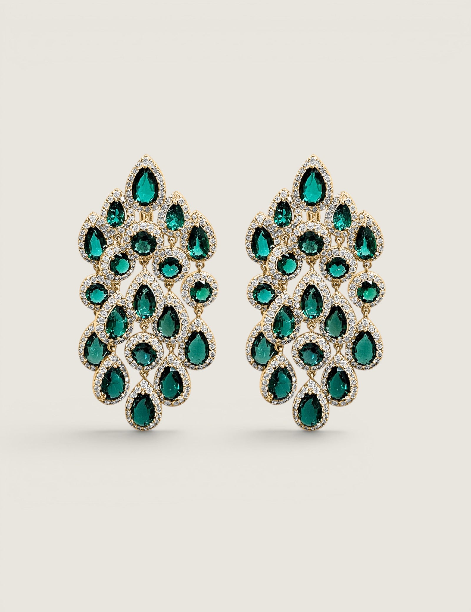 LARGE PAVE ROUND/PEARSHAPE DROP EARRING