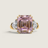 Pink Emerald Cut Center with Clear Shield Side Stones (6.5 TCW)