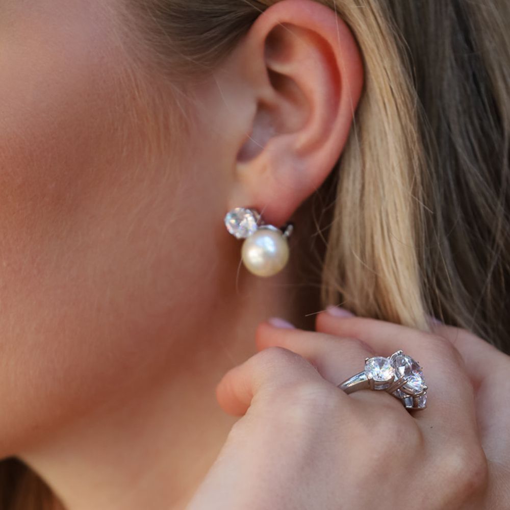 Oversized statement pearl earrings